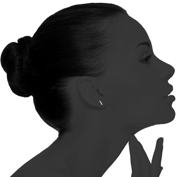 14k Gold Plated Rose Gold Bar Earring - Picture 4 of 4